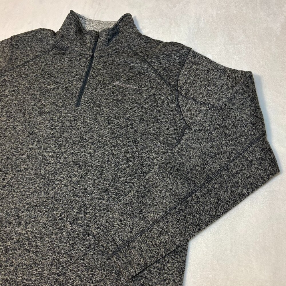 Eddie Bauer Pullover Sweater 1/4 Zip Fleece Mens XL Gray Grey Preppy Outdoors